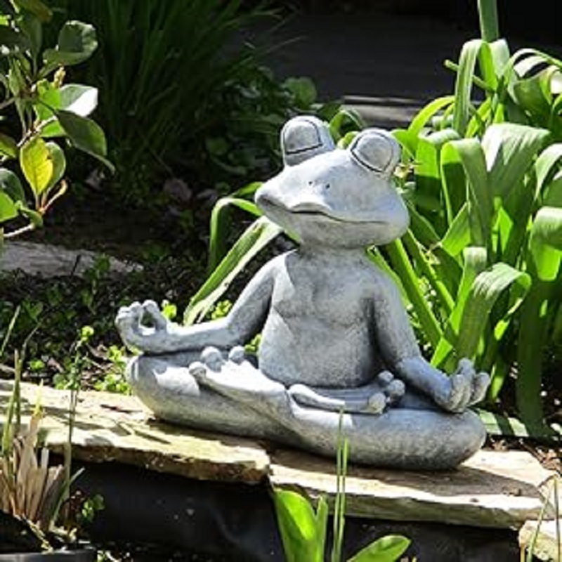 Yoga Fitness Model - Meditating Frog Miniature Figurine,Zen Yoga Frog