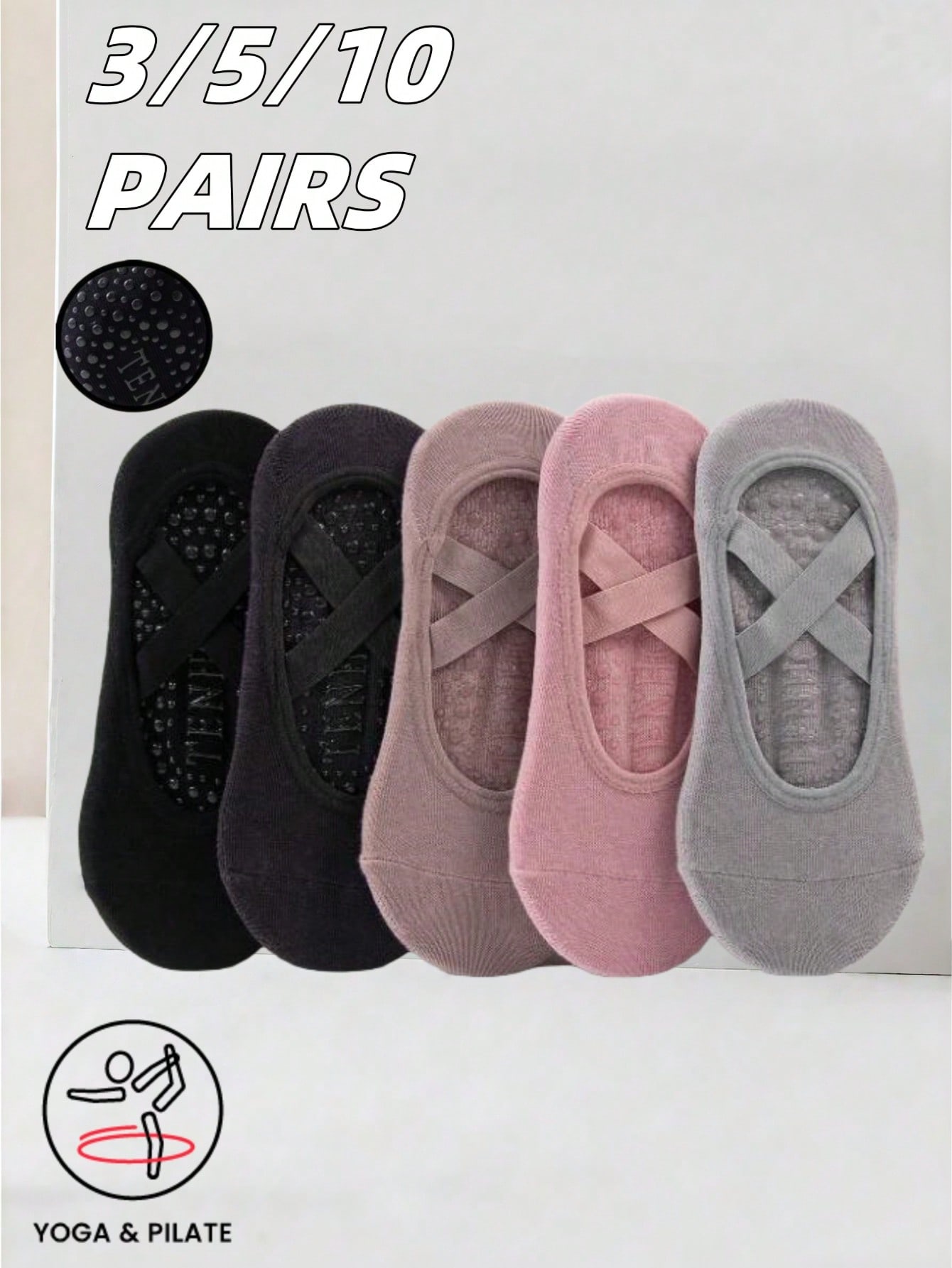 Yoga Fitness Wear - Anti-slip silicone sole yoga socks with
