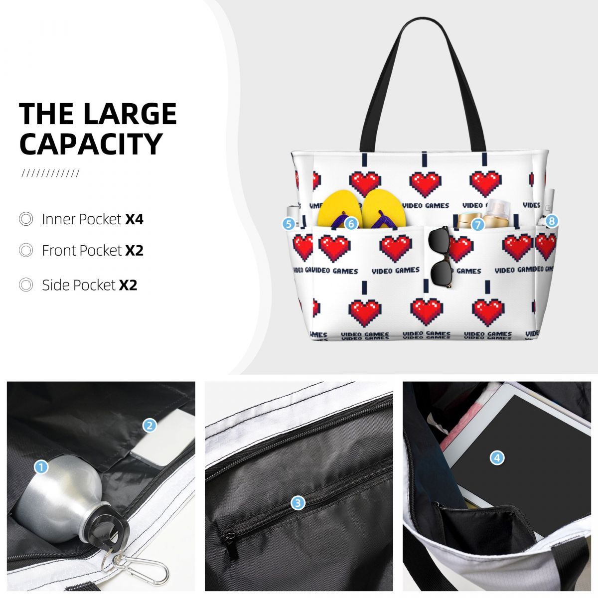 I Heart Video Games Beach Tote - Yoga Fitness Videos Free recensione e prezzo